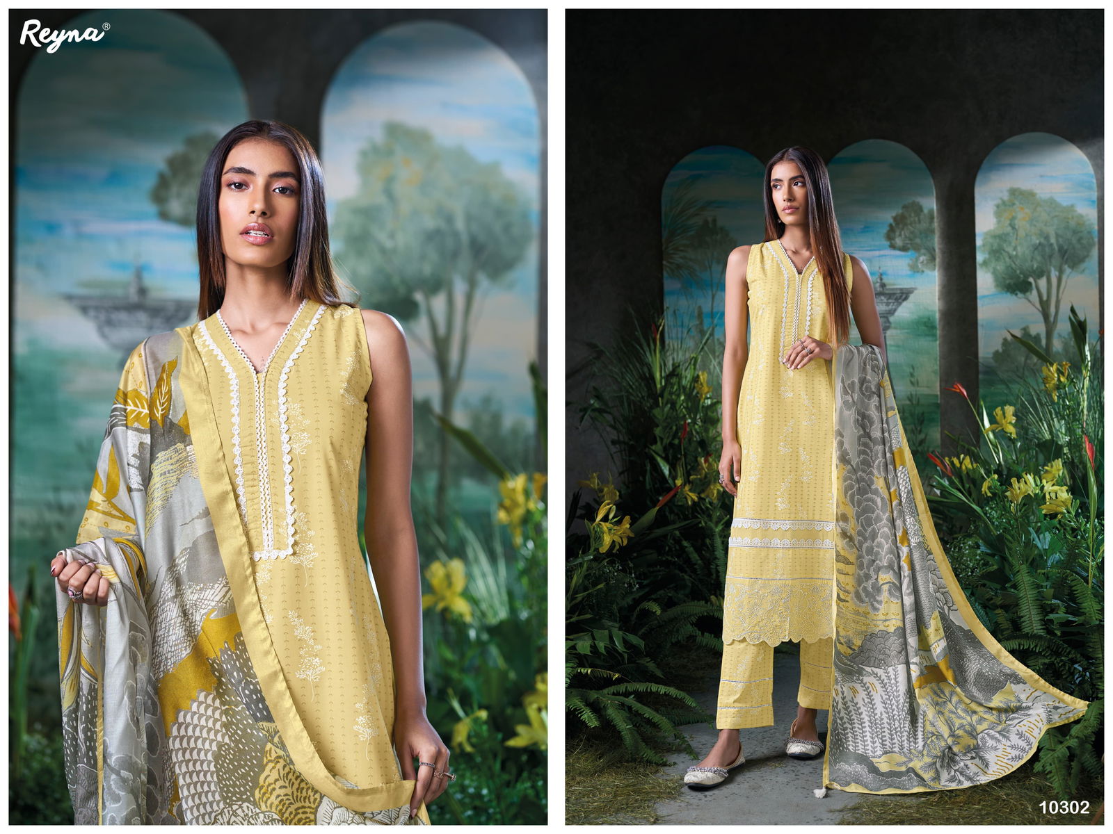 Disha By Reyna Cotton Printed Embroidery Dress Material Exporters In India